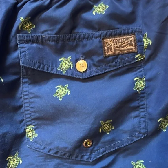 Polo Ralph Lauren men’s swim trunks - XL - blue with green turtles - pockets - Picture 7 of 7
